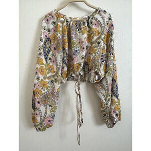 WAYF Psychedelic Floral Crop Top Size Medium